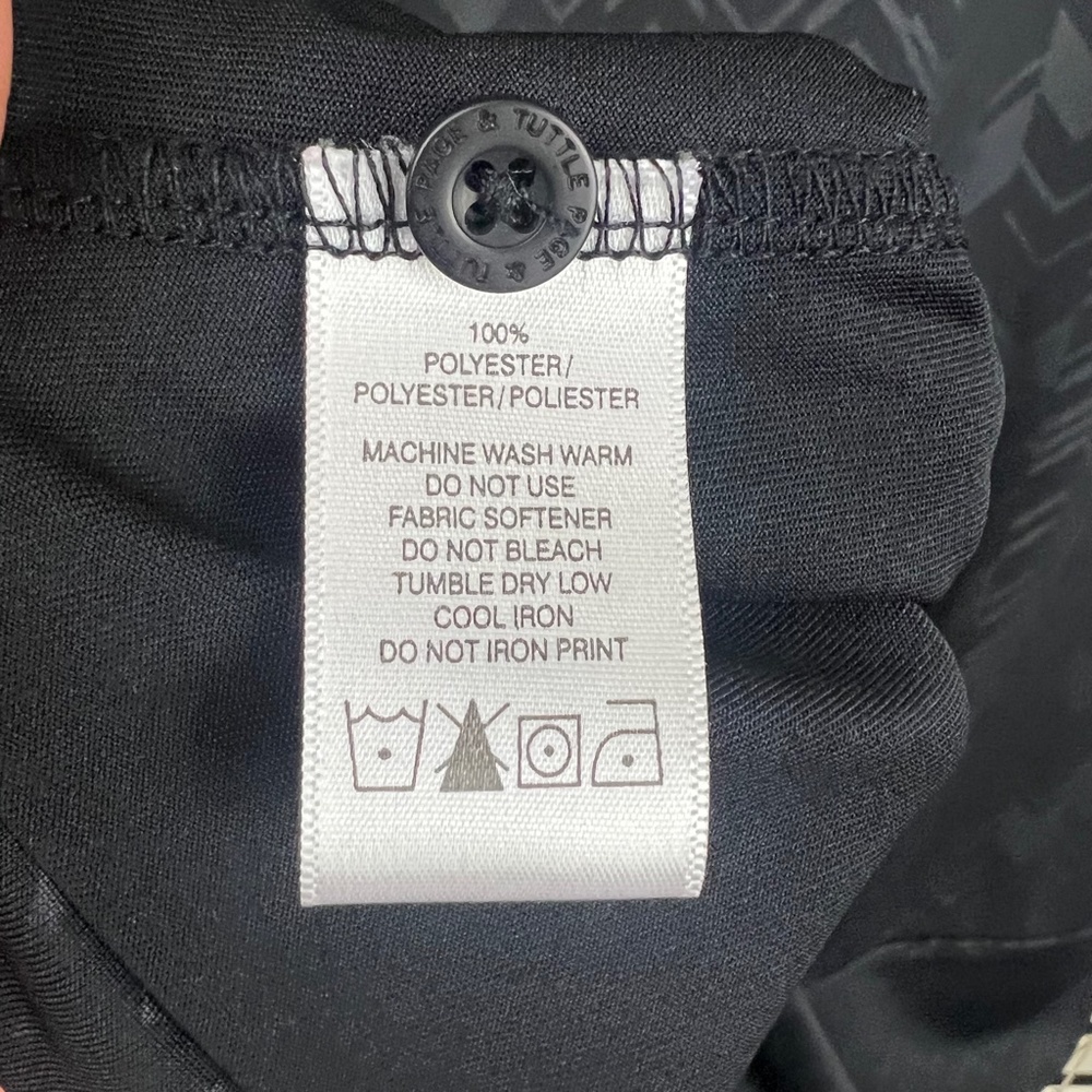 ⏳|•PAGE & TUTTLE•| Black Print Cool Swing Collared Short Sleeve V-Neck Golf Shir - Picture 9 of 13